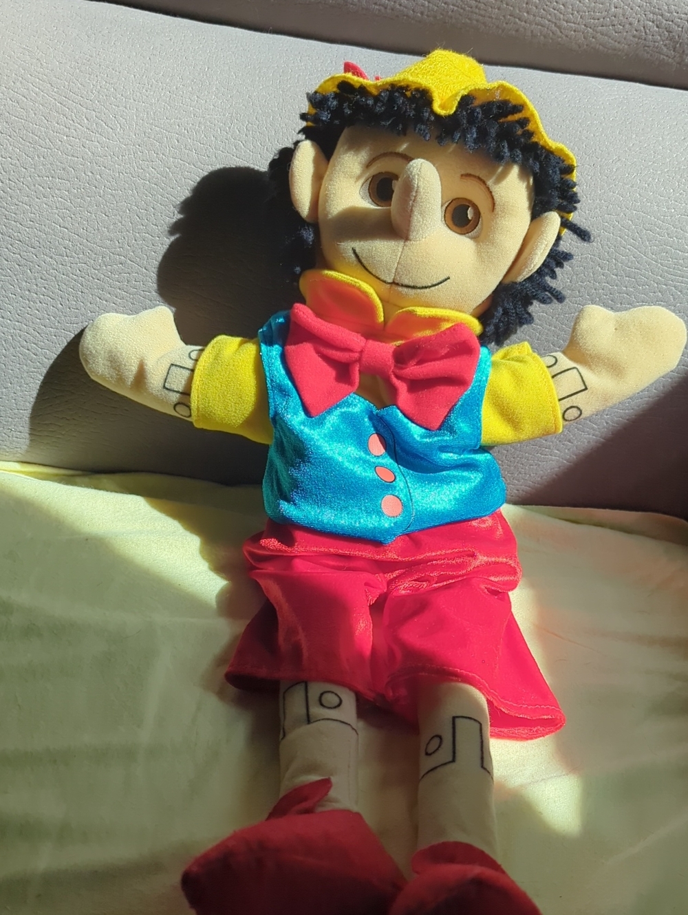 Colorful Plush Puppet Doll - Blue, Yellow & Red Kids Toy